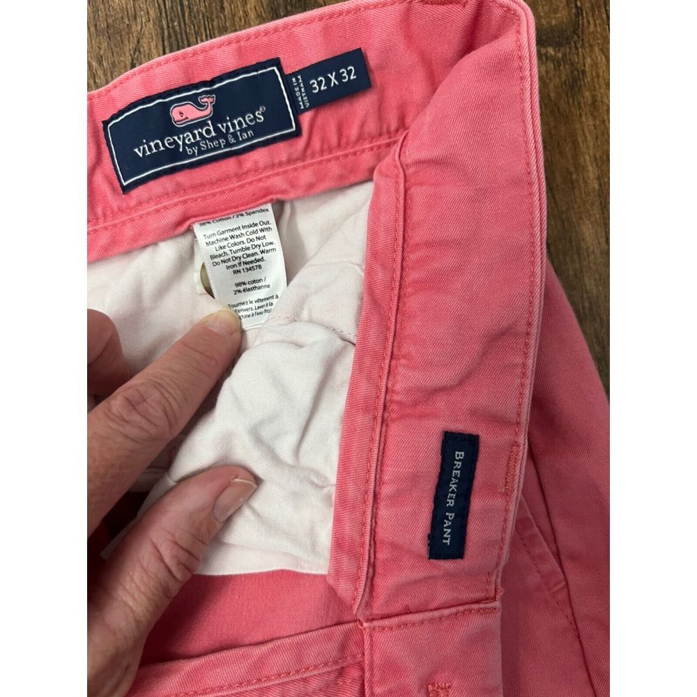 MENS VINEYARD VINES PINK COTTON BREAKER CHINO PANTS 33X32 STRAIGHT LEG PREPPY - Picture 7 of 10
